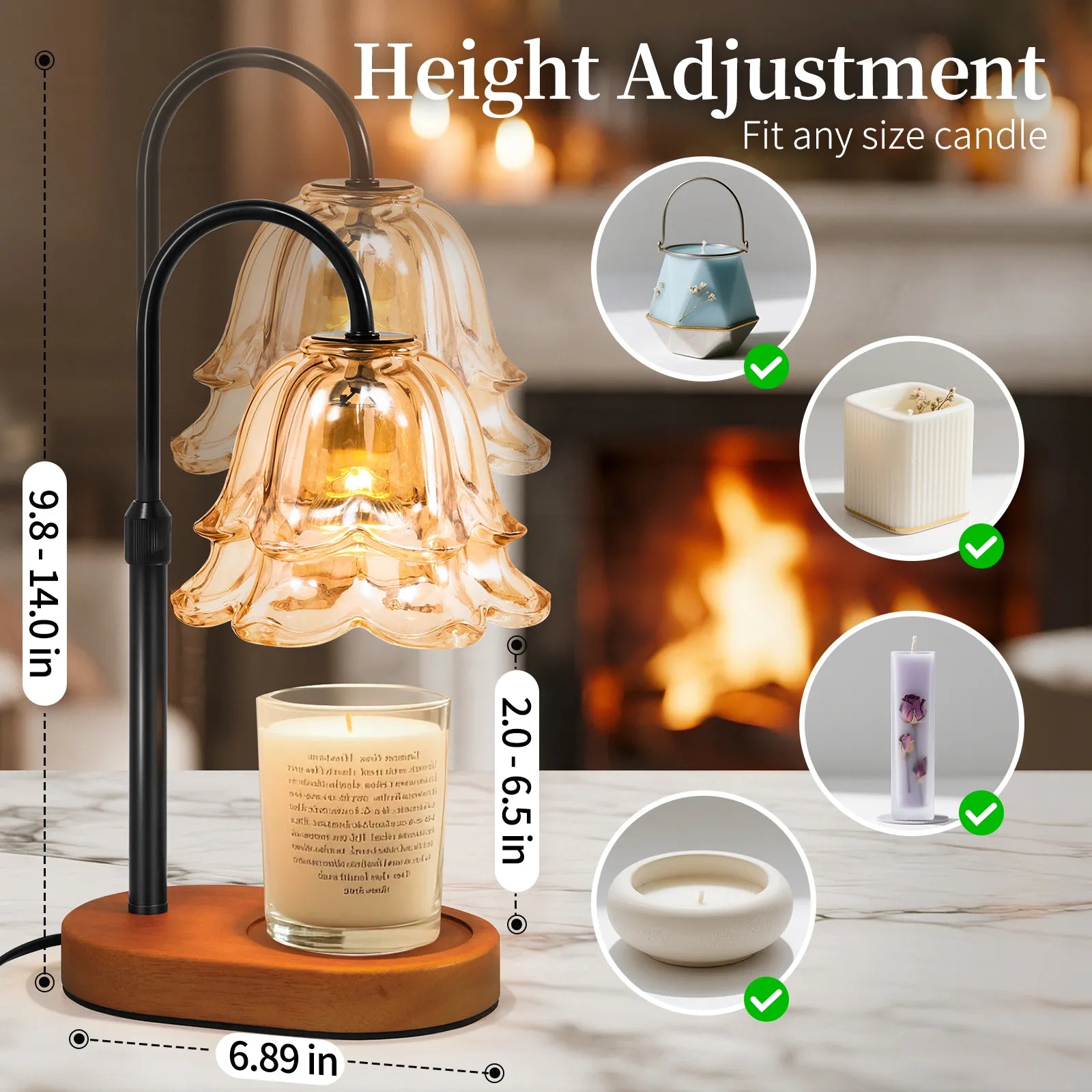 Yoobure Flower Candle Warmer Lamp with Timer and Dimmer, Electric Candle Warming Lamps, Adjustable Wax Melter Wamers Light for Jar Candles, Women Gift