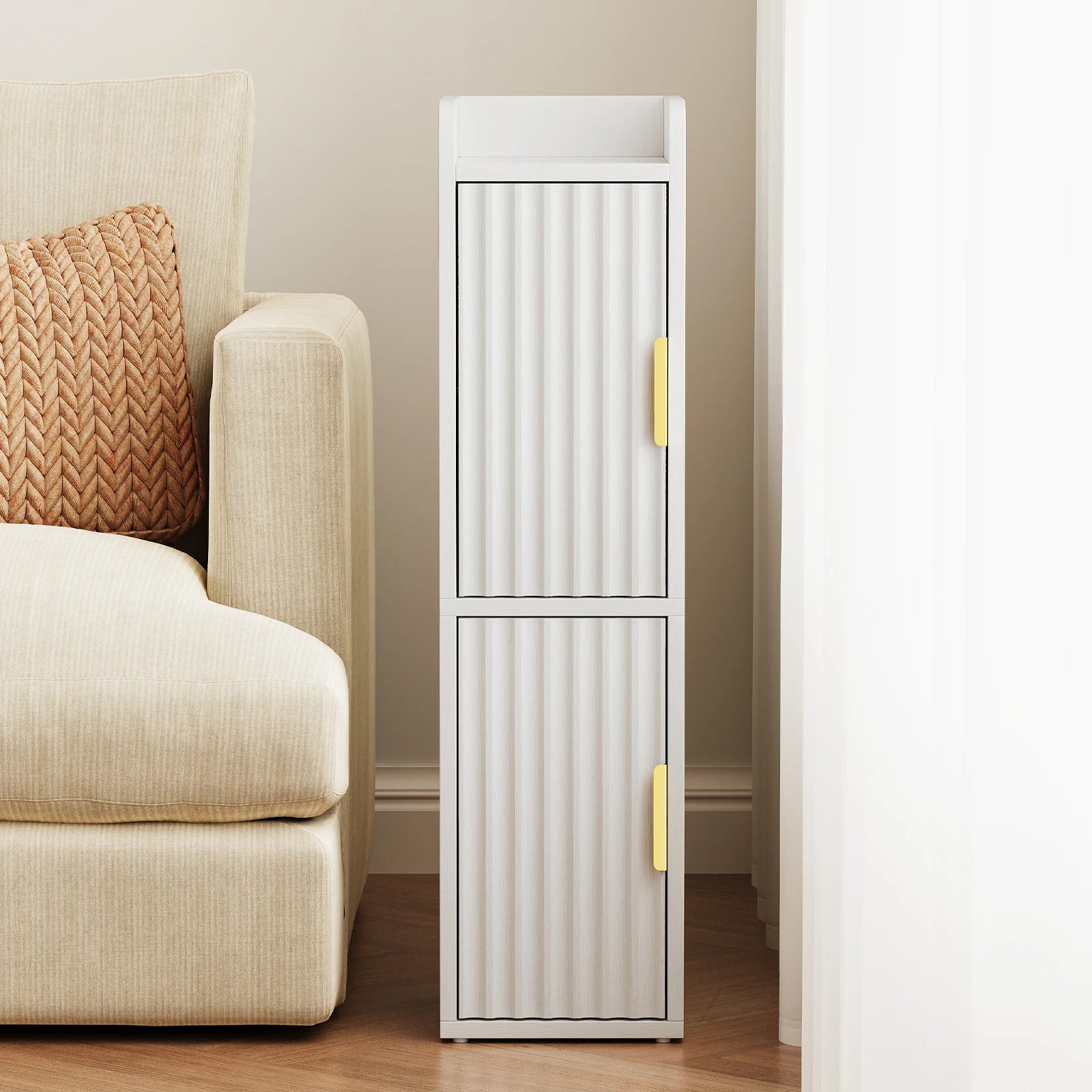 Maliowa Small Bathroom Storage Cabinet, Narrow Toilet Paper Storage Cabinet with 2 Doors & Adjustable Shelves, Slim Storage Cabinets for Small Space