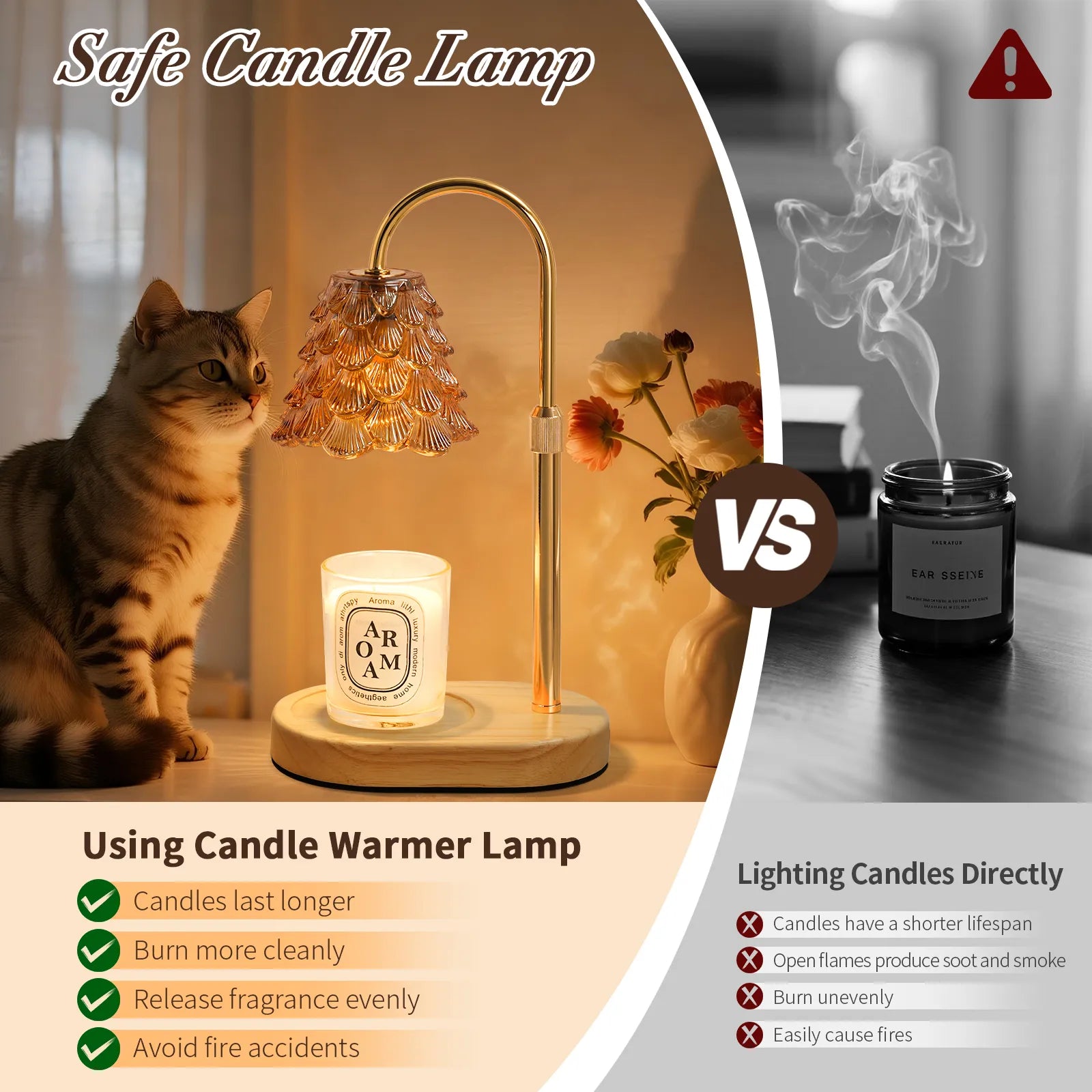 Yoobure Electric Candle Warmer Lamp with Timer, Dimmable Candle Lamp Warmer for Jar Candles, Christmas Wax Melt Wamer, House Warming Birthday Gifts