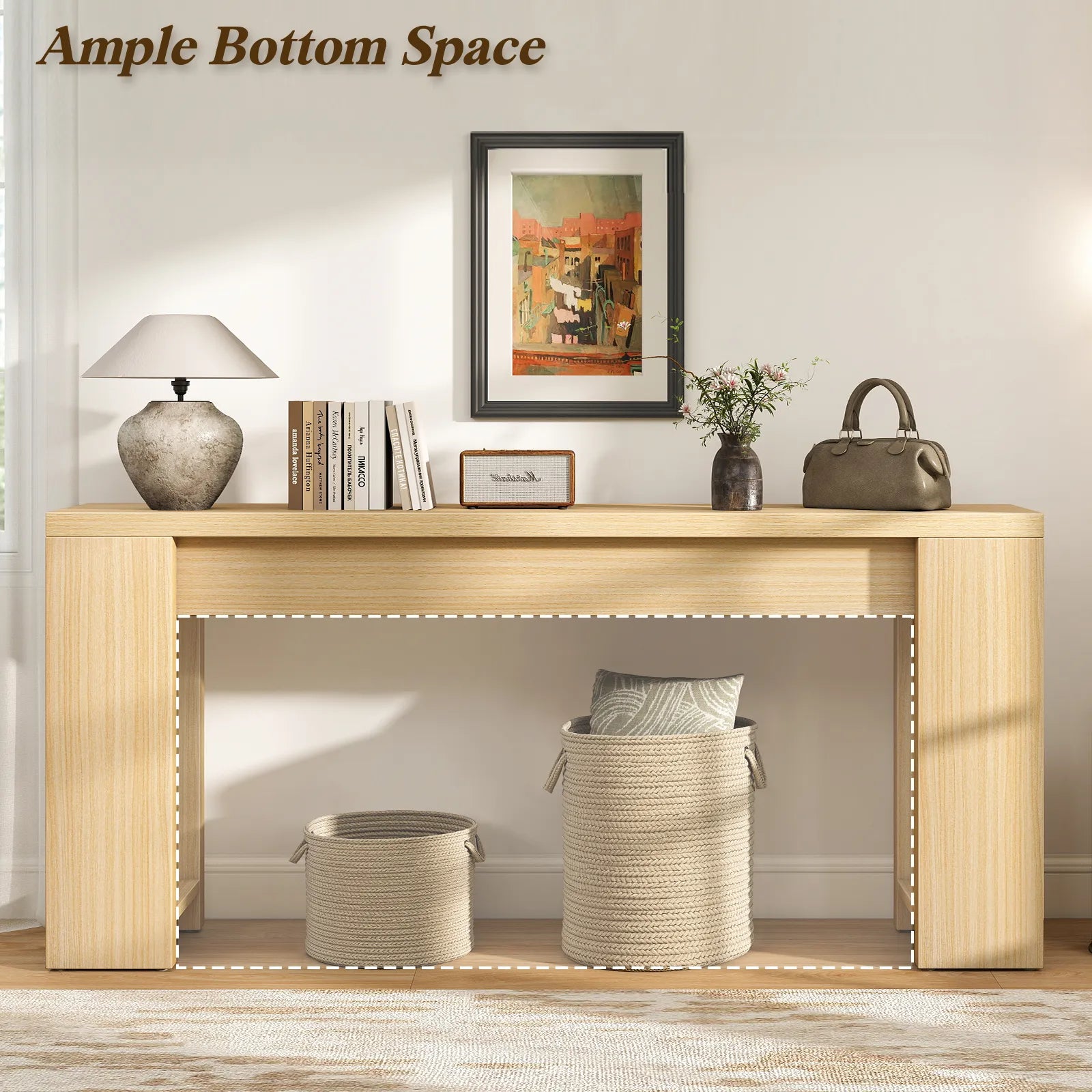 71" Long Console Table, Wood Farmhouse Entryway Table for Living Room,Narrow Sofa Table for Front Door,Entry, Hallway,Brown