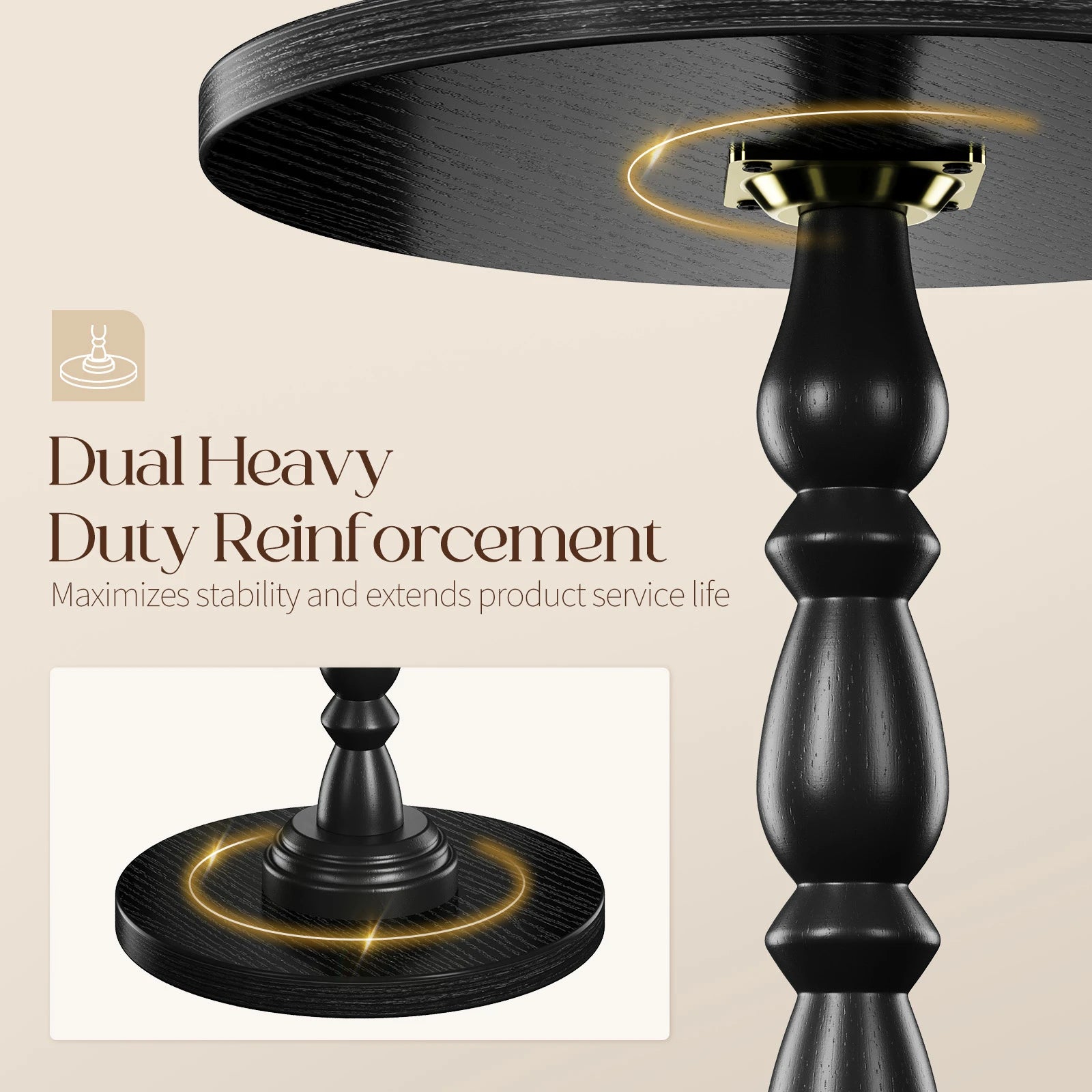 Maliowa Small Side Table, Round End Tables with Solid Wood Leg, Accent Drink Table for Living Room Bedroom Small Spaces