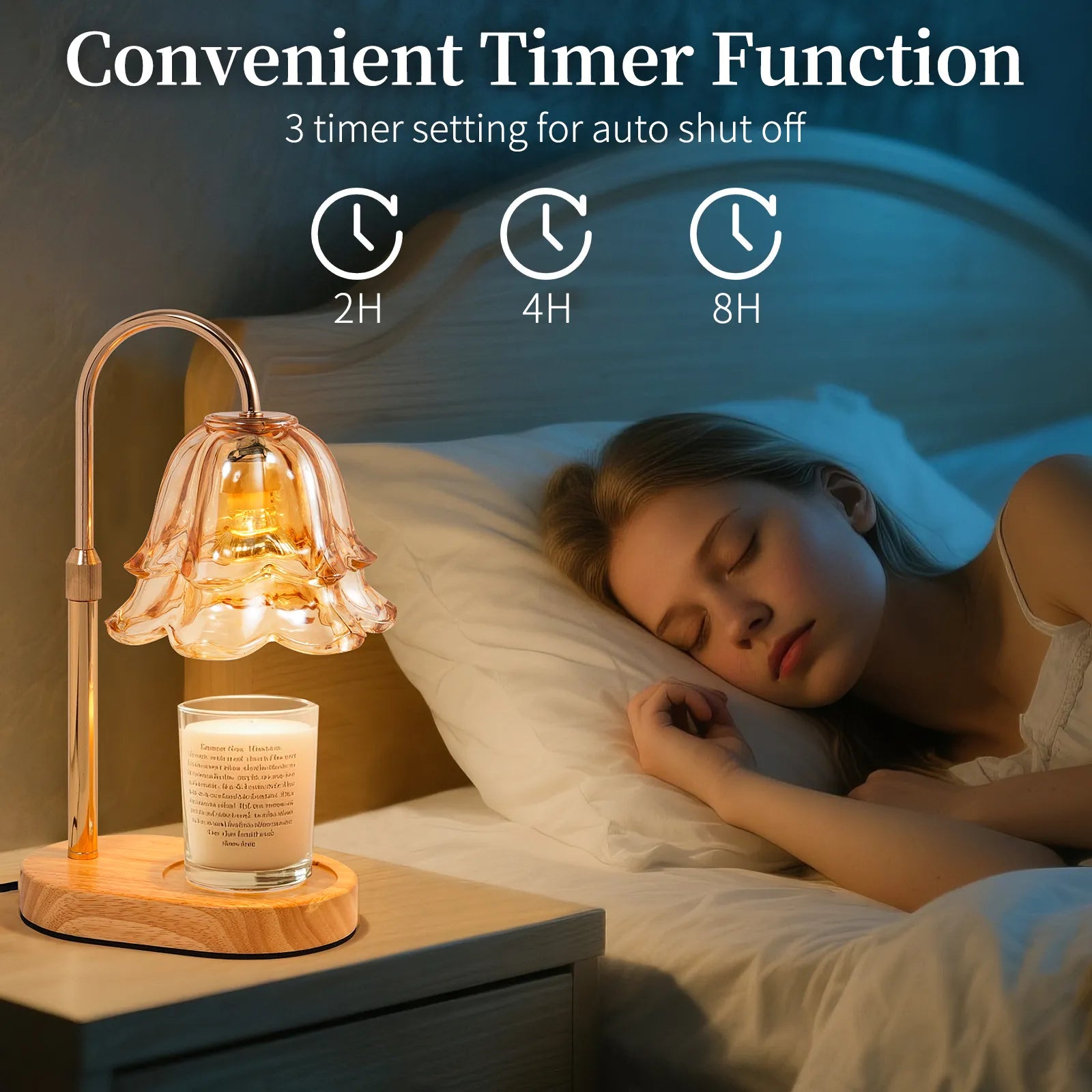 Yoobure Flower Candle Warmer Lamp with Timer and Dimmer, Electric Candle Warming Lamps, Adjustable Wax Melter Wamers Light for Jar Candles, Women Gift