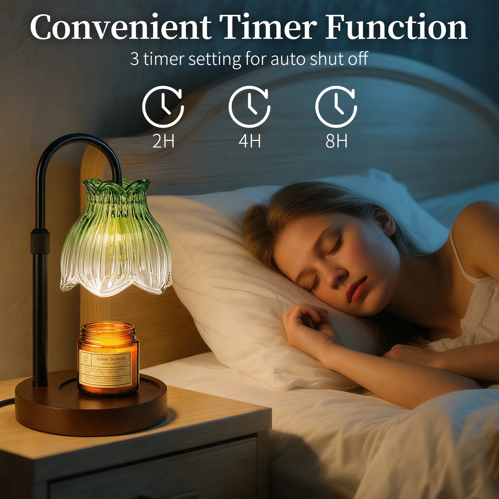 Maliowa Candle Warmer Lamp with Timer & Dimmer - Adjustable Height Electric Candle Warmer, Gift for Women, Birthdays & Housewarmings