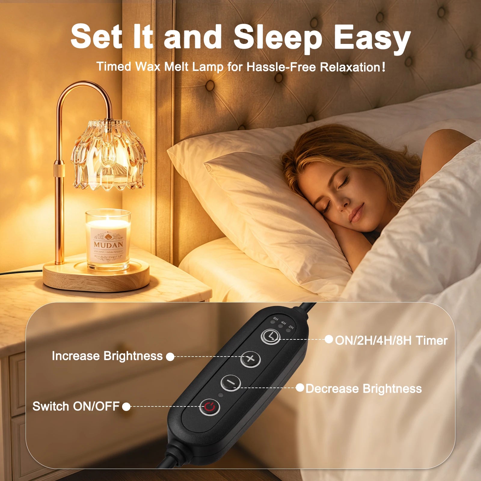 Maliowa Candle Warmer Lamp with Timer Dimmable, Adjustable Height Wax Warmer Lamp, Gifts Wax Melt Light for New Home Decor