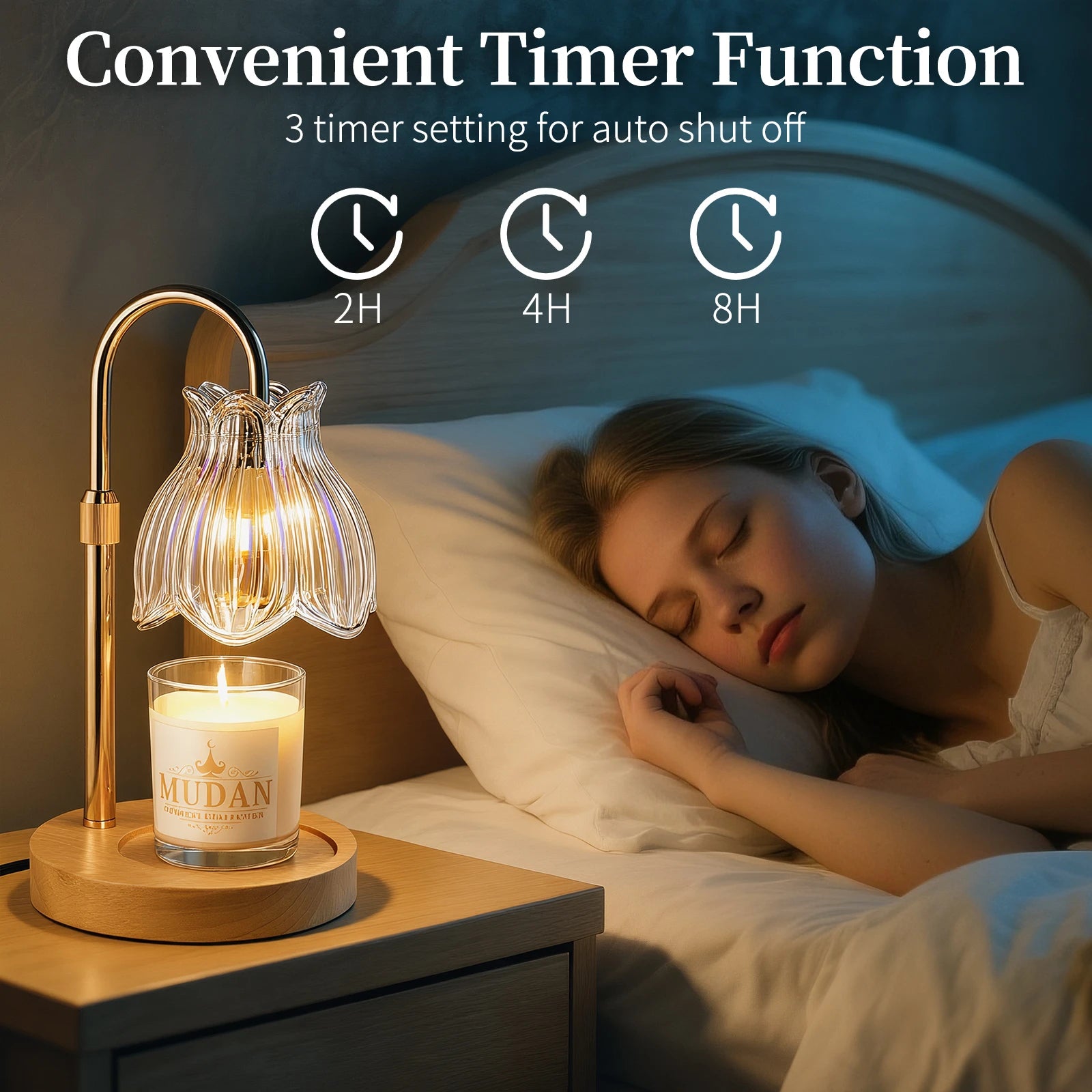 Maliowa Candle Warmer Lamp with Timer & Dimmer - Adjustable Height Electric Candle Warmer, Gift for Women, Birthdays & Housewarmings