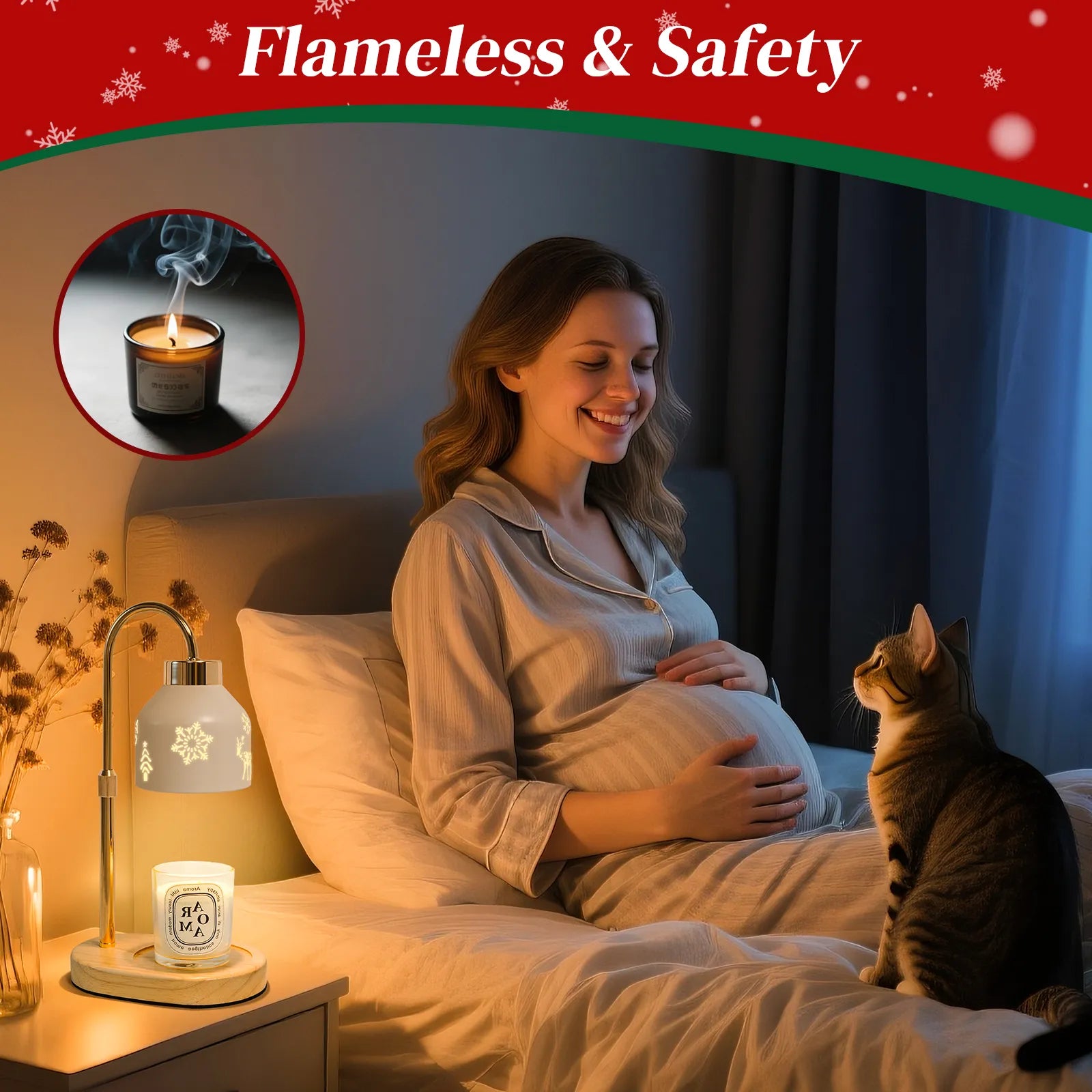 Christmas Candle Warmer Lamp with Timer, Adjustable Height Dimmable Candle Lamp Warmer - Gifts for Home Decor,Christmas White