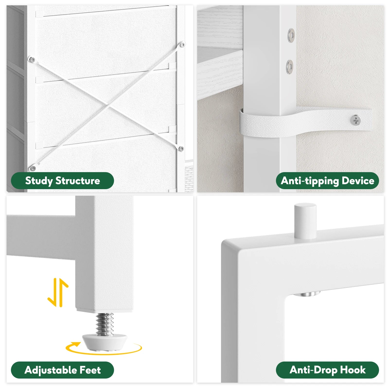 Yoob Small Dresser with Hanging Rack - Small Closet with 4 Fabric Storage Drawers, Chest of Drawer for Bedroom Entryway Dorm