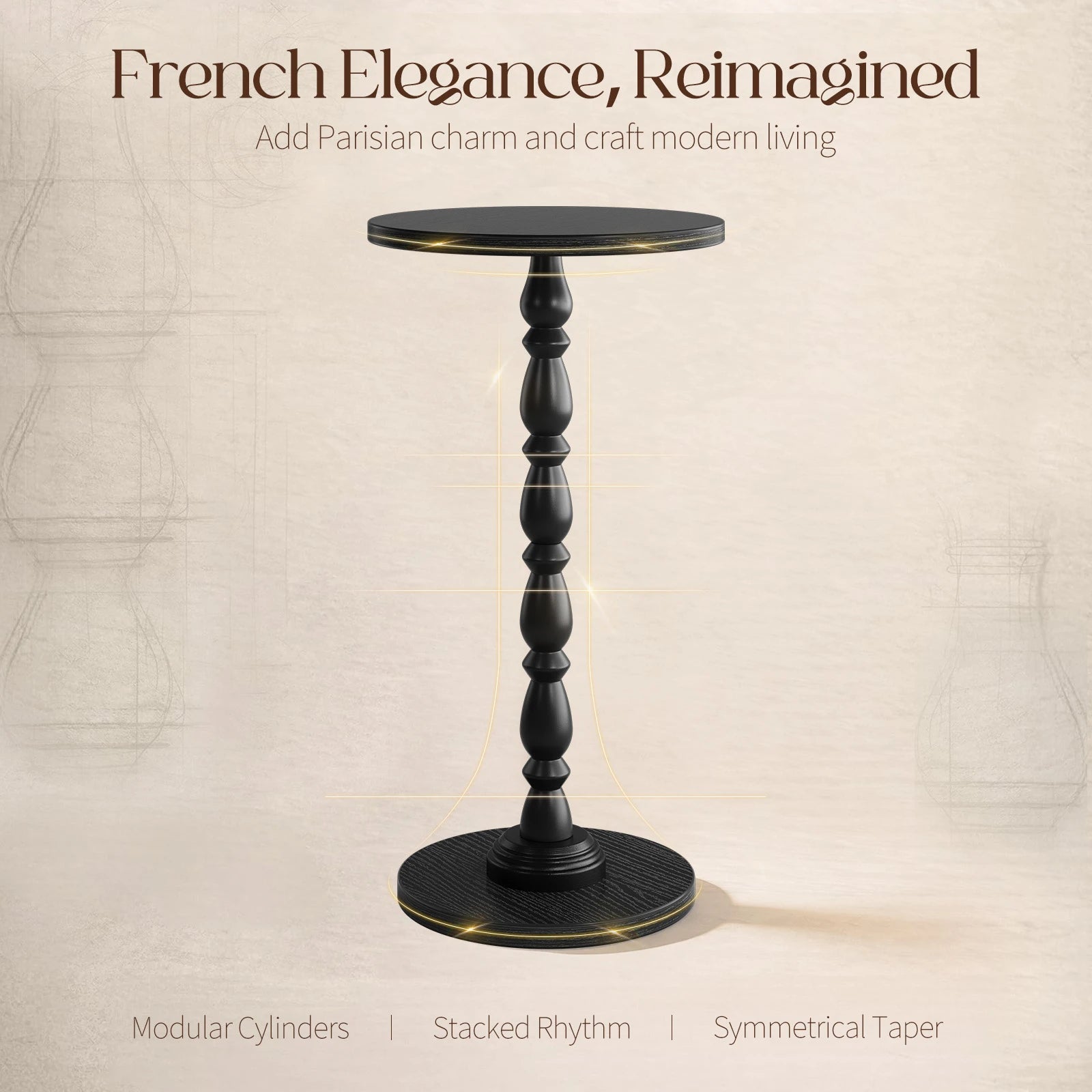 Maliowa Small Side Table, Round End Tables with Solid Wood Leg, Accent Drink Table for Living Room Bedroom Small Spaces