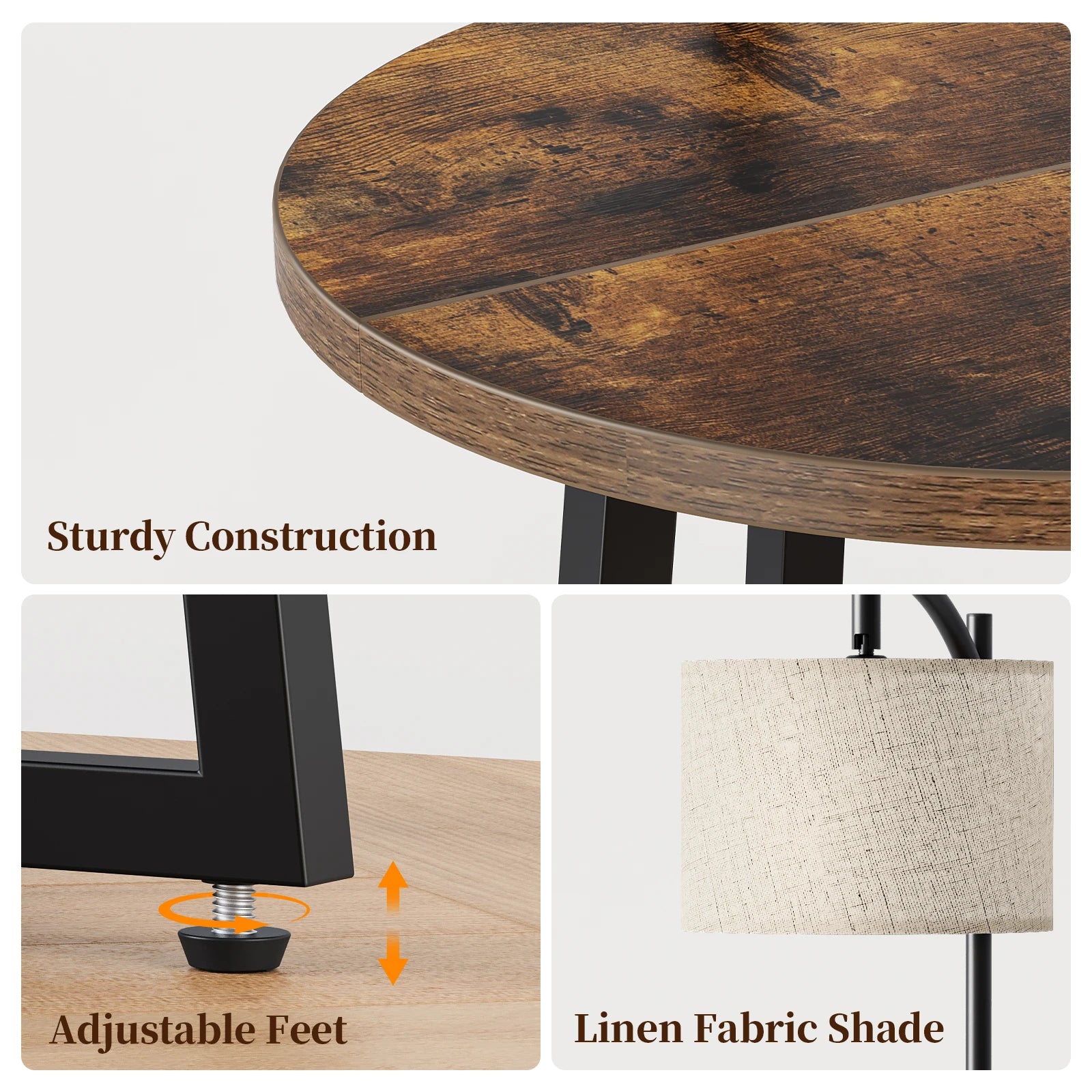 Maliowa Floor Lamp with Table, Attached End Table with Dimmable Lamp & Charging Station, Side Table Lamps for Living Room Bedroom