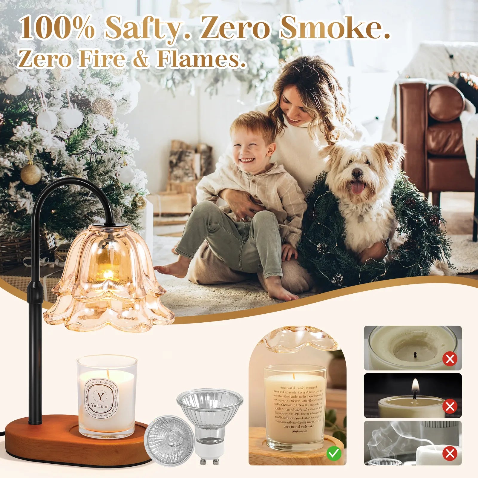 Yoobure Flower Candle Warmer Lamp with Timer and Dimmer, Electric Candle Warming Lamps, Adjustable Wax Melter Wamers Light for Jar Candles, Women Gift