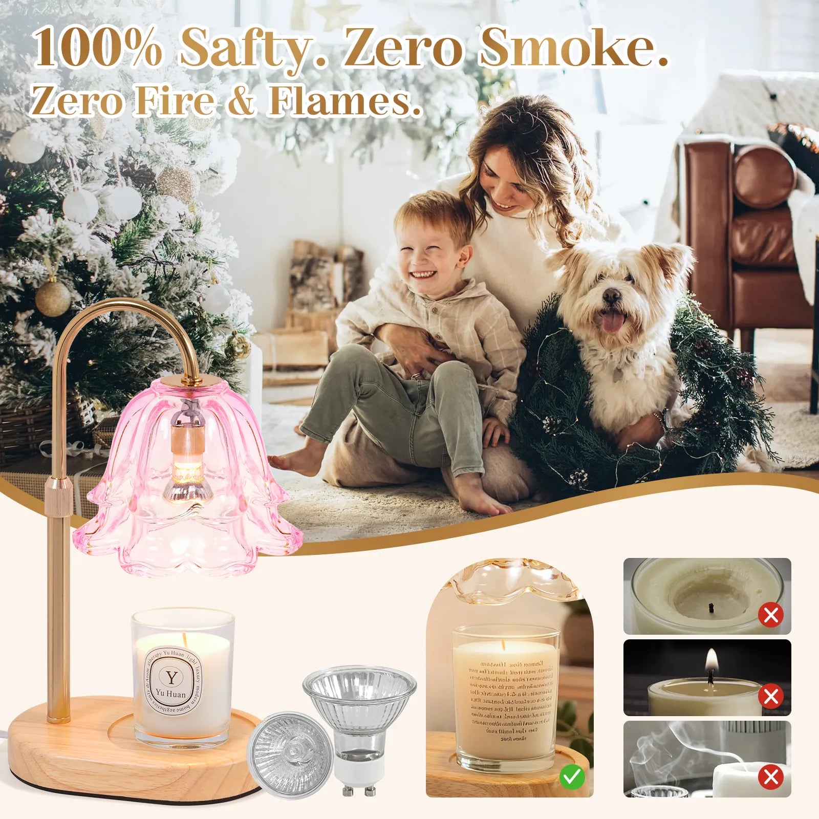 Yoobure Flower Candle Warmer Lamp with Timer and Dimmer, Electric Candle Warming Lamps, Adjustable Wax Melter Wamers Light for Jar Candles, Women Gift
