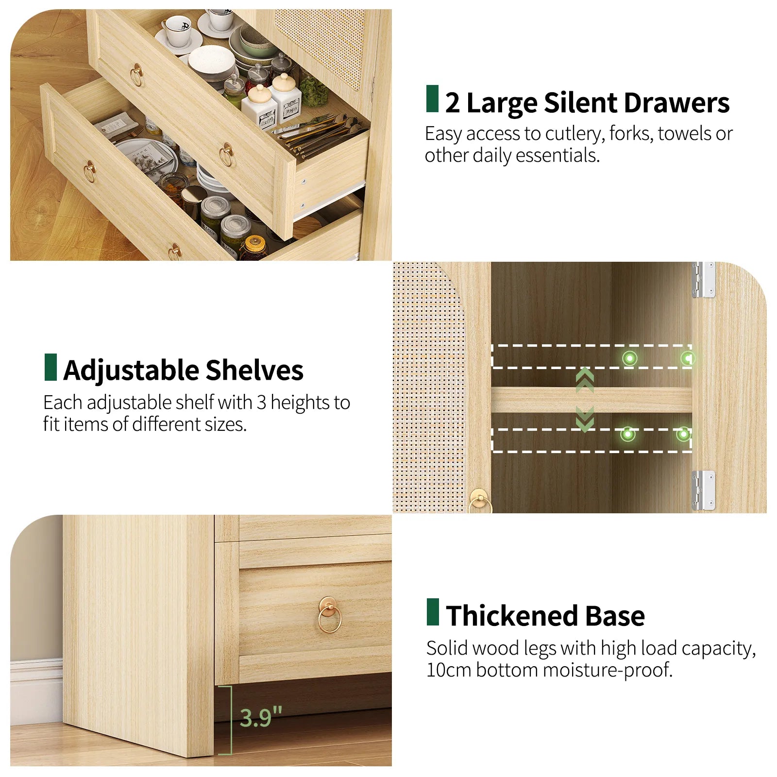 71" Tall Arched Kitchen Pantry Storage Cabinet, Food Pantry Cabinet Bookshelf with 2 Drawers, Wood Storage Cabinets with Door for Dining Room, Living Room