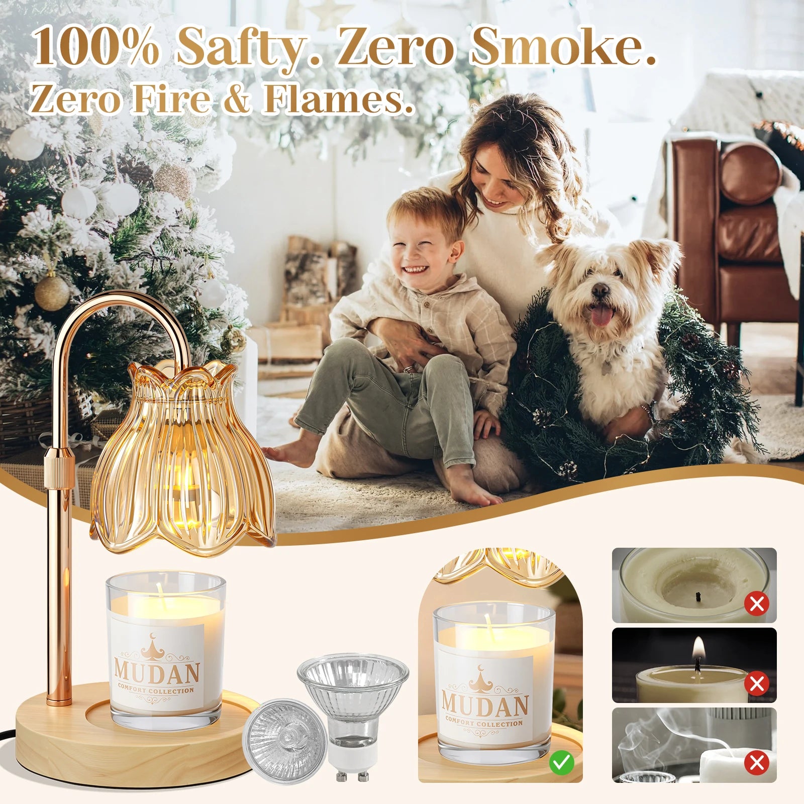 Maliowa Candle Warmer Lamp with Timer & Dimmer - Adjustable Height Electric Candle Warmer, Gift for Women, Birthdays & Housewarmings