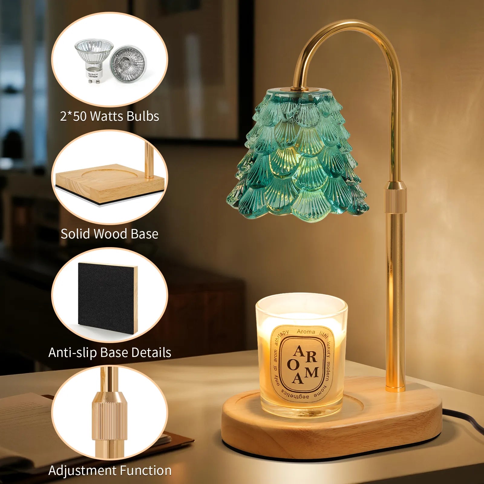 Yoobure Electric Candle Warmer Lamp with Timer, Dimmable Candle Lamp Warmer for Jar Candles, Christmas Wax Melt Wamer, House Warming Birthday Gifts