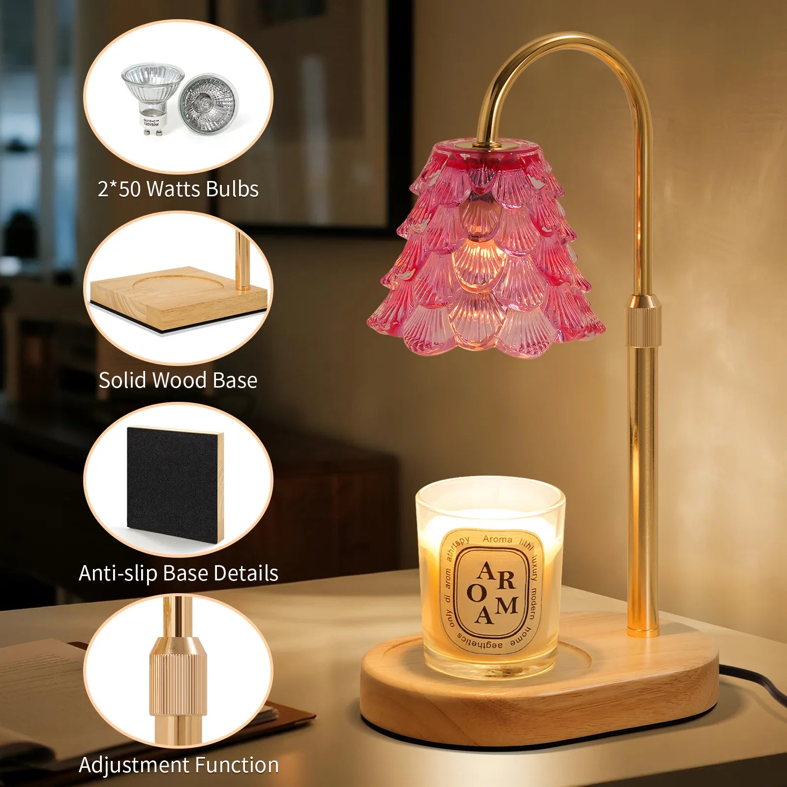 Yoobure Electric Candle Warmer Lamp with Timer, Dimmable Candle Lamp Warmer for Jar Candles, Christmas Wax Melt Wamer, House Warming Birthday Gifts