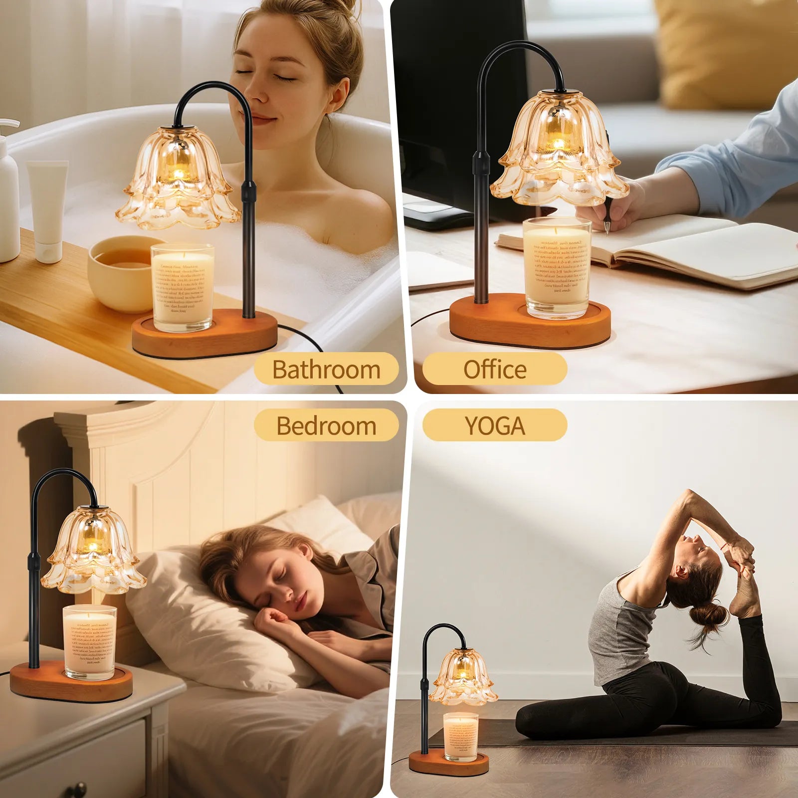 Yoobure Flower Candle Warmer Lamp with Timer and Dimmer, Electric Candle Warming Lamps, Adjustable Wax Melter Wamers Light for Jar Candles, Women Gift