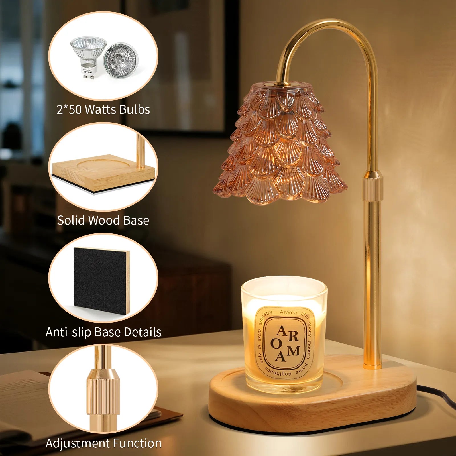 Yoobure Electric Candle Warmer Lamp with Timer, Dimmable Candle Lamp Warmer for Jar Candles, Christmas Wax Melt Wamer, House Warming Birthday Gifts
