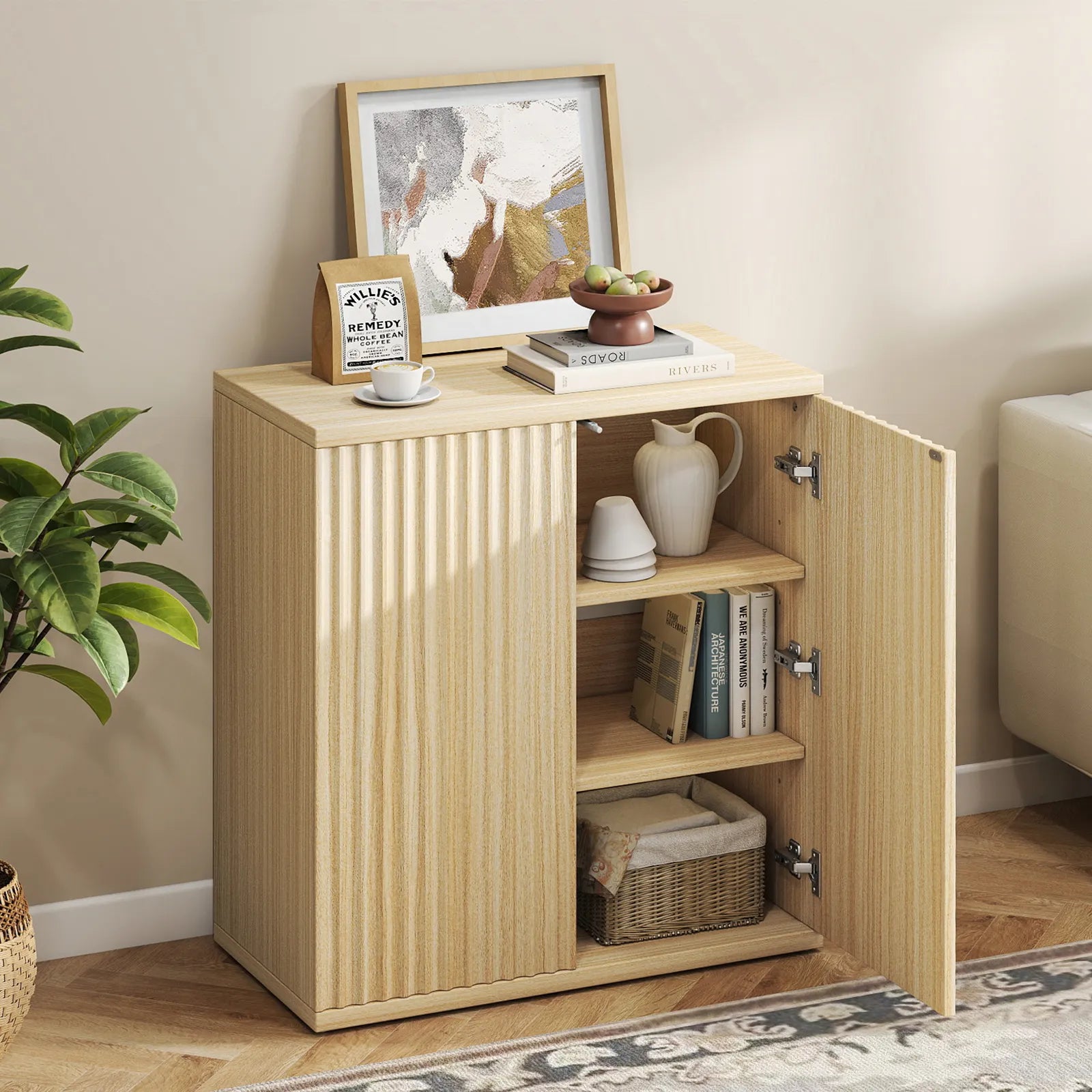 CURLA Sideboard Buffet Cabinet with Doors and Adjustable Shelves