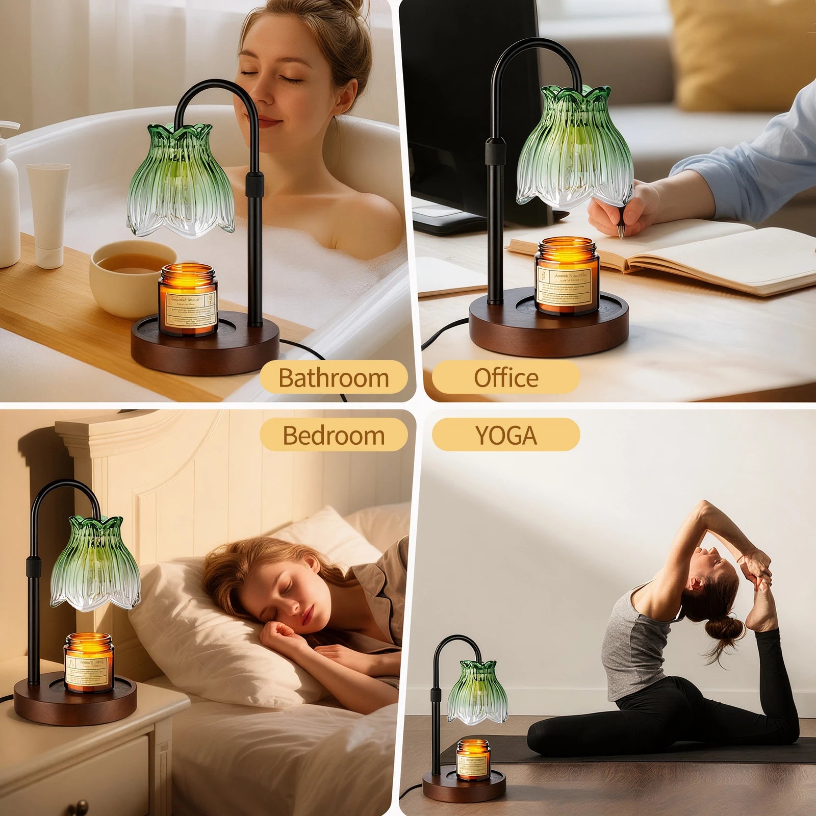 Maliowa Candle Warmer Lamp with Timer & Dimmer - Adjustable Height Electric Candle Warmer, Gift for Women, Birthdays & Housewarmings