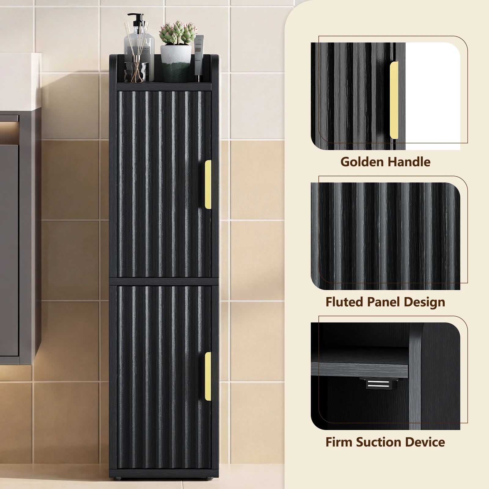 Maliowa Small Bathroom Storage Cabinet, Narrow Toilet Paper Storage Cabinet with 2 Doors & Adjustable Shelves, Slim Storage Cabinets for Small Space