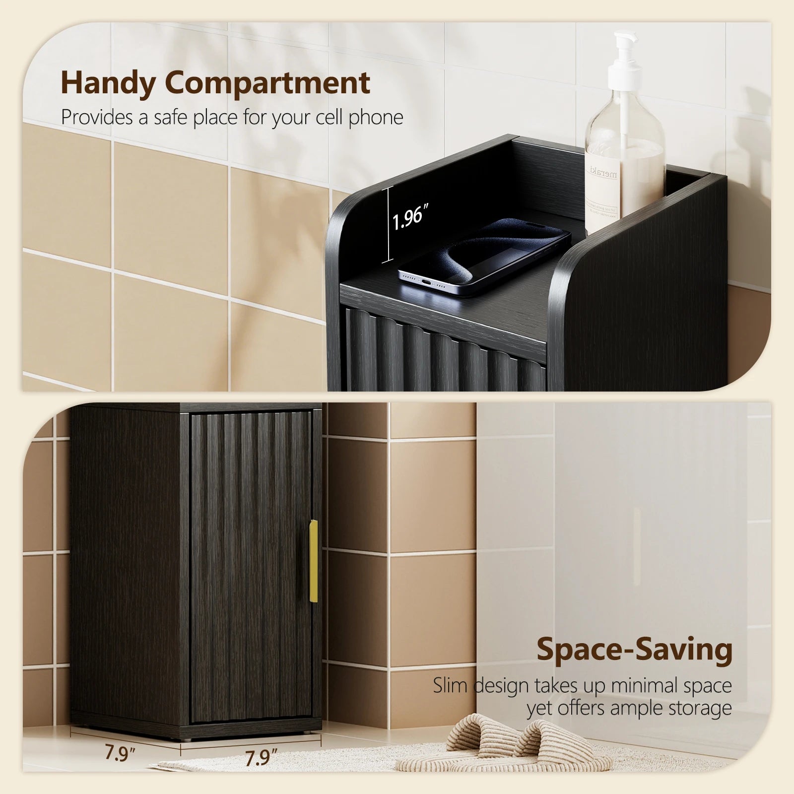 Maliowa Small Bathroom Storage Cabinet, Narrow Toilet Paper Storage Cabinet with 2 Doors & Adjustable Shelves, Slim Storage Cabinets for Small Space