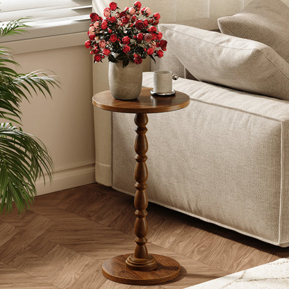 Maliowa Small Side Table, Round End Tables with Solid Wood Leg, Accent Drink Table for Living Room Bedroom Small Spaces