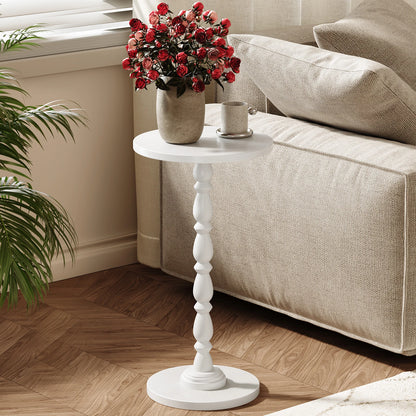Maliowa Small Side Table, Round End Tables with Solid Wood Leg, Accent Drink Table for Living Room Bedroom Small Spaces