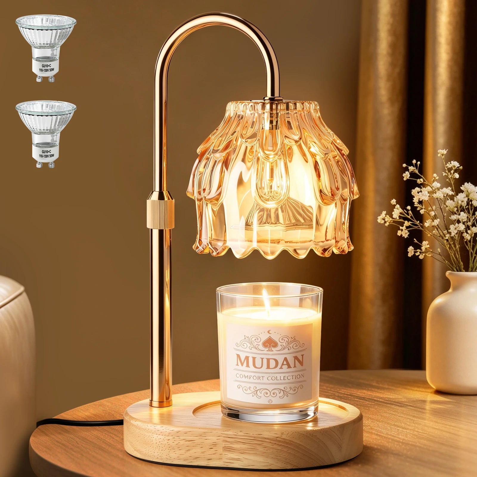 Maliowa Candle Warmer Lamp with Timer Dimmable, Adjustable Height Wax Warmer Lamp, Gifts Wax Melt Light for New Home Decor