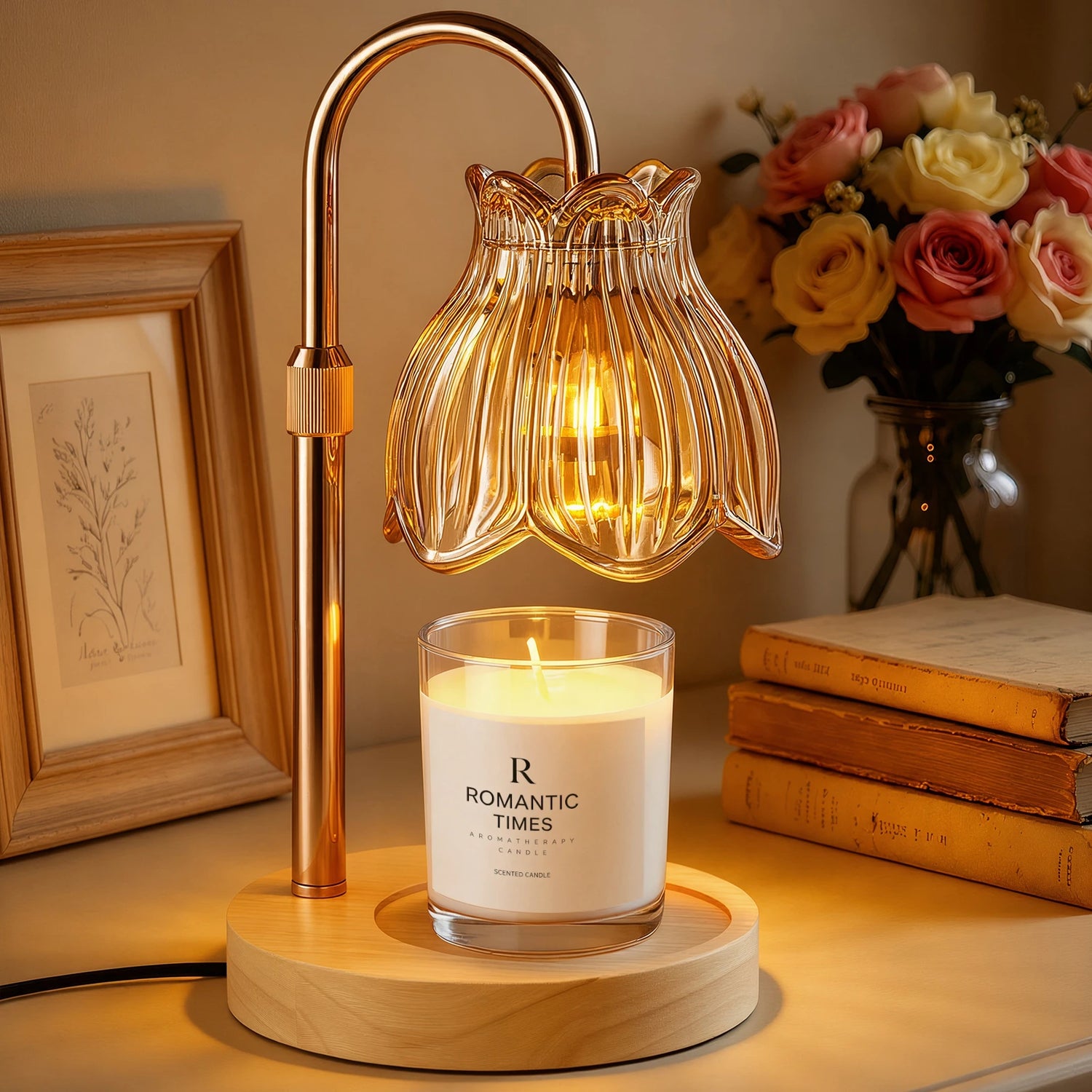 Maliowa Candle Warmer Lamp with Timer &amp; Dimmer - Adjustable Height Electric Candle Warmer, Gift for Women, Birthdays &amp; Housewarmings