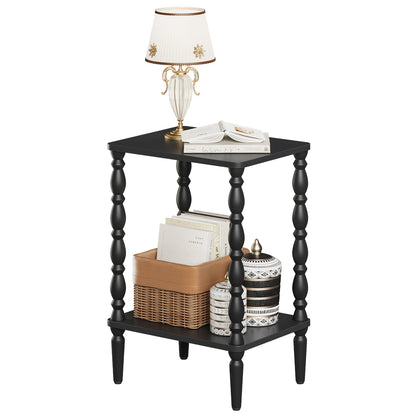 Maliowa 2-Tier Side Table, Small End Table for Living Room Bedroom with Storage Shelf, Vintage Accent Table Nightstand with Spindle Legs