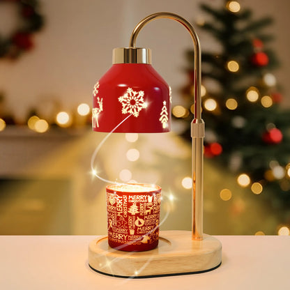 Christmas Candle Warmer Lamp with Timer, Adjustable Height Dimmable Candle Lamp Warmer - Gifts for Home Decor，Christmas Red