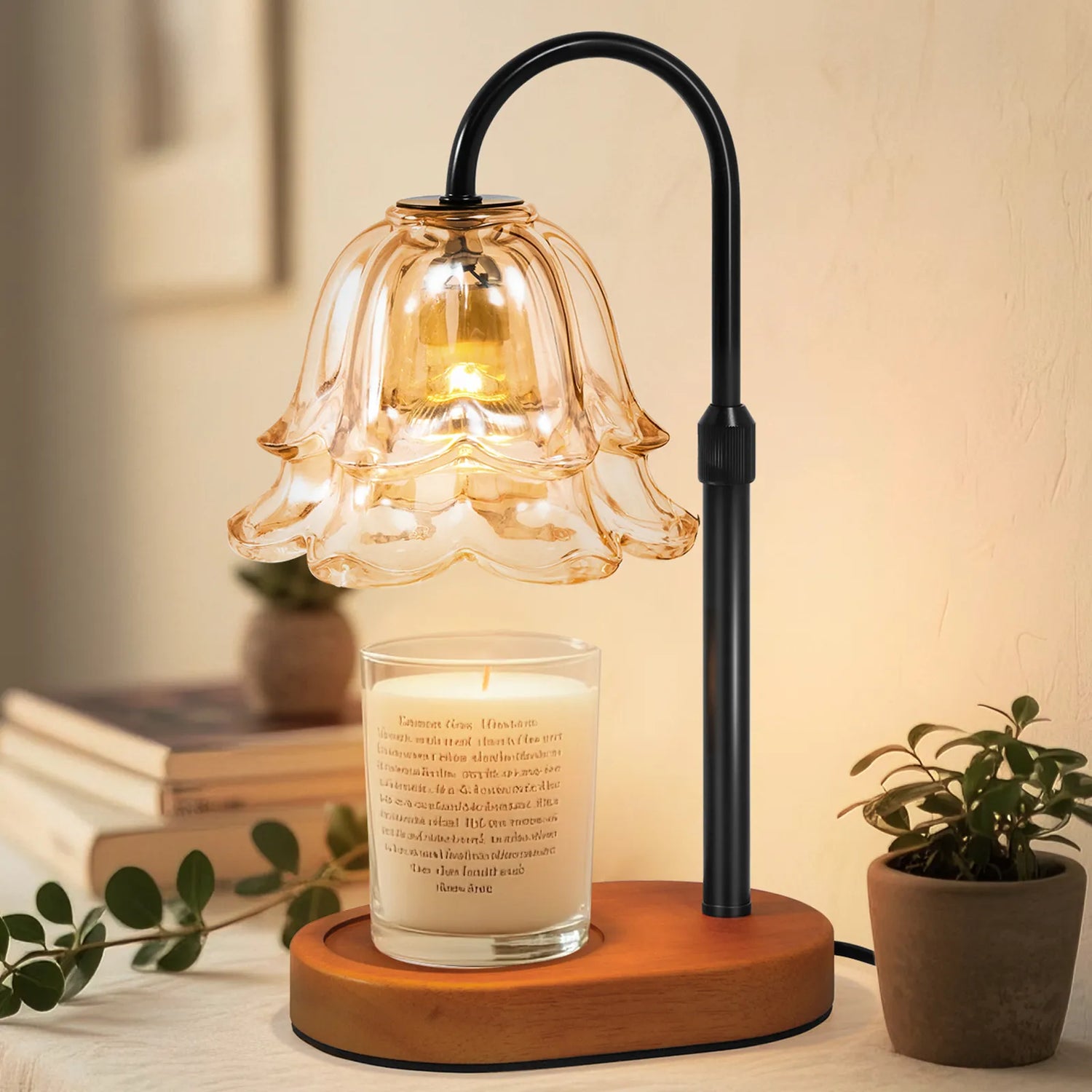 Yoobure Flower Candle Warmer Lamp with Timer and Dimmer, Electric Candle Warming Lamps, Adjustable Wax Melter Wamers Light for Jar Candles, Women Gift