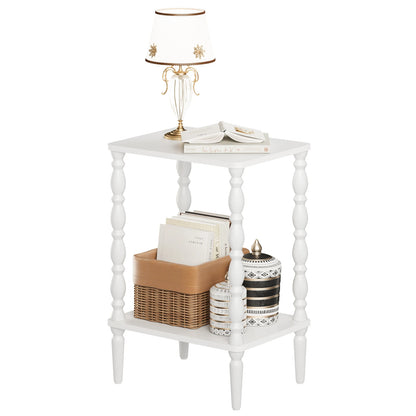 Maliowa 2-Tier Side Table, Small End Table for Living Room Bedroom with Storage Shelf, Vintage Accent Table Nightstand with Spindle Legs
