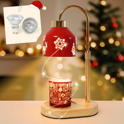 Christmas Candle Warmer Lamp with Timer, Adjustable Height Dimmable Candle Lamp Warmer - Gifts for Home Decor，Christmas Red