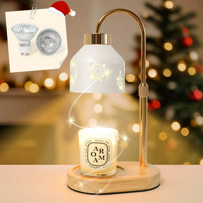Christmas Candle Warmer Lamp with Timer, Adjustable Height Dimmable Candle Lamp Warmer - Gifts for Home Decor，Christmas White