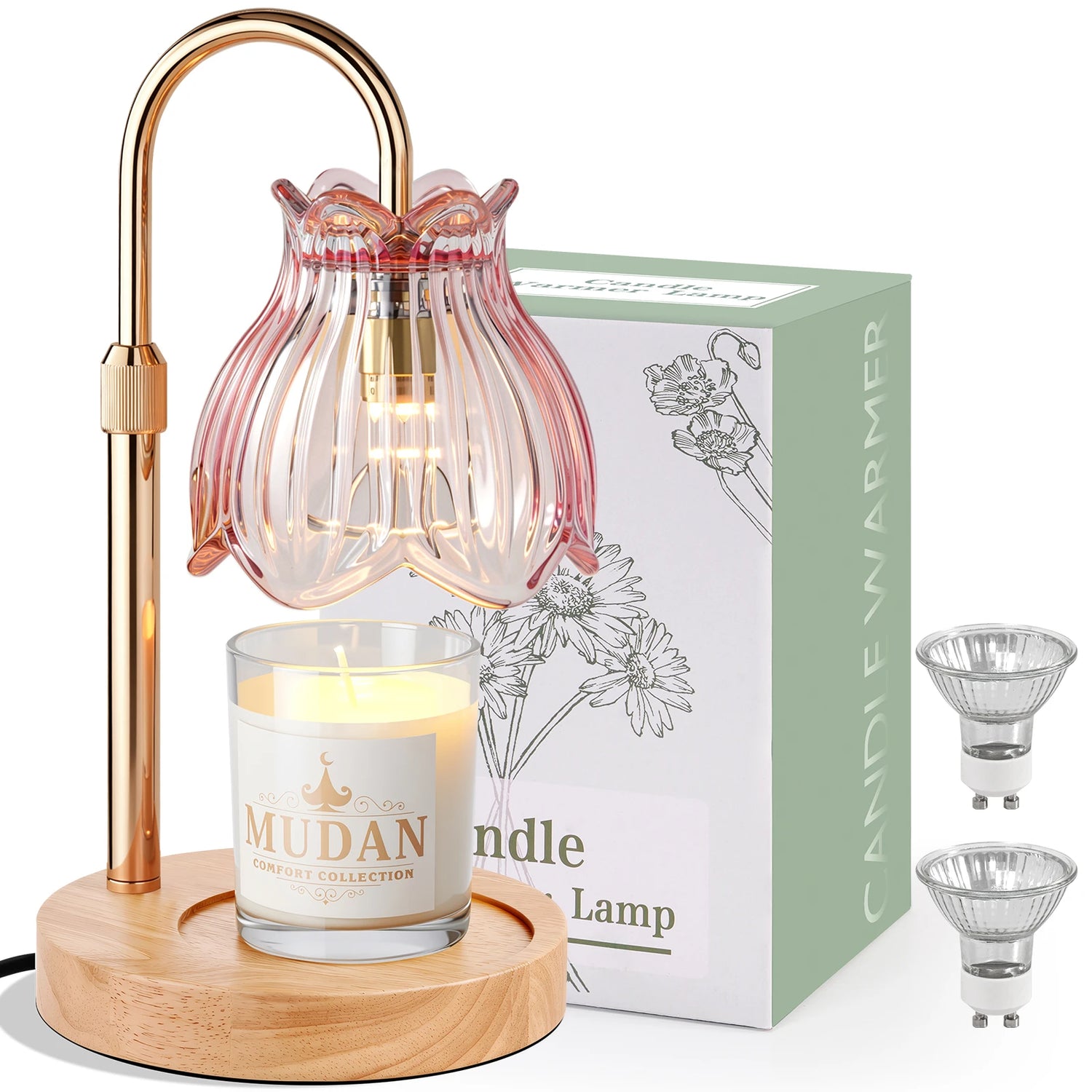 Maliowa Candle Warmer Lamp with Timer &amp; Dimmer - Adjustable Height Electric Candle Warmer, Gift for Women, Birthdays &amp; Housewarmings