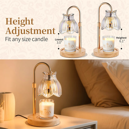 Maliowa Candle Warmer Lamp with Timer &amp; Dimmer - Adjustable Height Electric Candle Warmer, Gift for Women, Birthdays &amp; Housewarmings