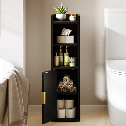 Maliowa Small Bathroom Storage Cabinet, Narrow Bathroom Cabinet with Fluted Door&amp;Adjustable Shelf, Wood Toilet Paper Storage Cabinets for Small Space