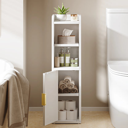 Maliowa Small Bathroom Storage Cabinet, Narrow Bathroom Cabinet with Fluted Door&amp;Adjustable Shelf, Wood Toilet Paper Storage Cabinets for Small Space