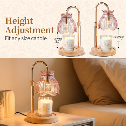 Maliowa Candle Warmer Lamp with Timer &amp; Dimmer - Adjustable Height Electric Candle Warmer, Gift for Women, Birthdays &amp; Housewarmings