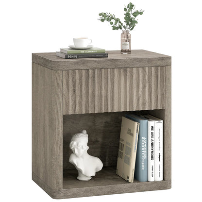 CURLA Fluted Nightstand with Drawer and Storage