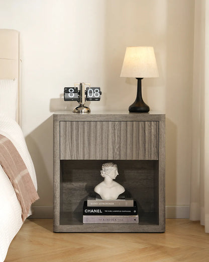 CURLA Fluted Nightstand with Drawer and Storage