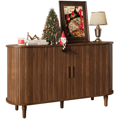 CURLA Sideboard Buffet Cabinet with Silding Doors, Accent 55" Storage Cabinet with Adjutable Shelf for Kitchen, Living Room