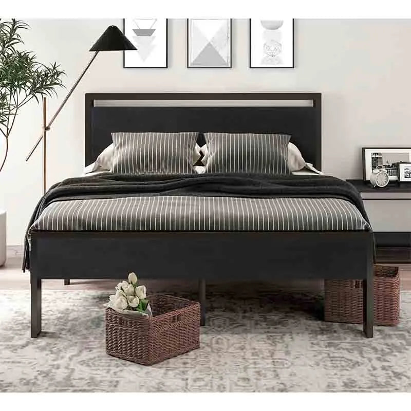 Yoobure Queen Size Bed Frame with Wooden Headboard and Footboard