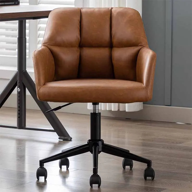 Yoobure Square Tufted Mid-Back Home Office Chair, Brown