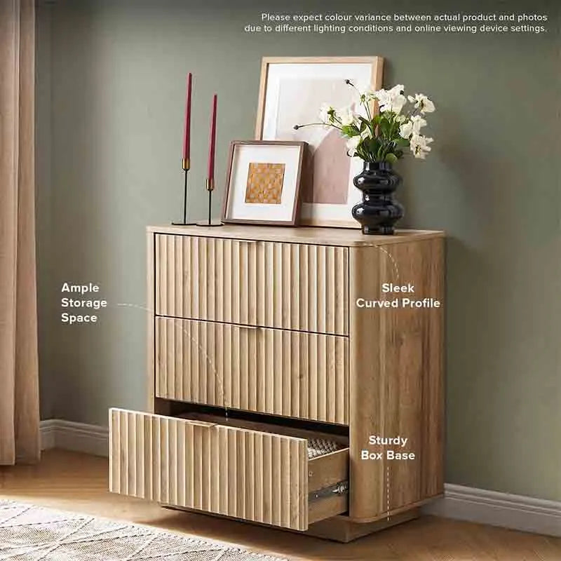 Yoobure 3 Drawer Dresser Wood Tall Nightstand
