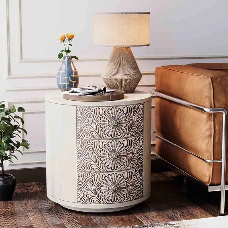 Yoobure End Table Living Room Small Side Table w 3 Drawers