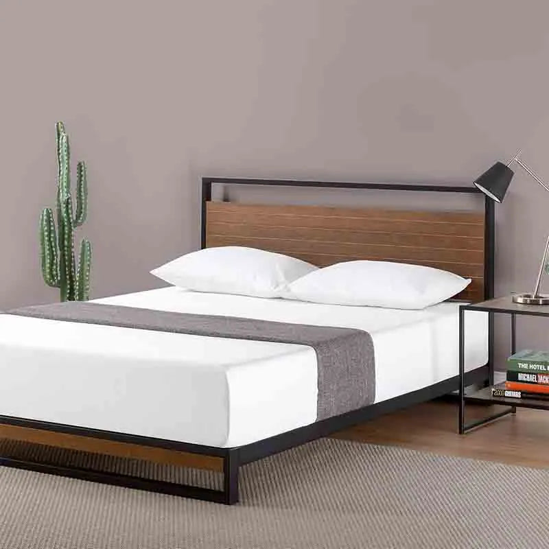 Yoobure 37 Inch Bamboo and Metal Platform Bed Frame