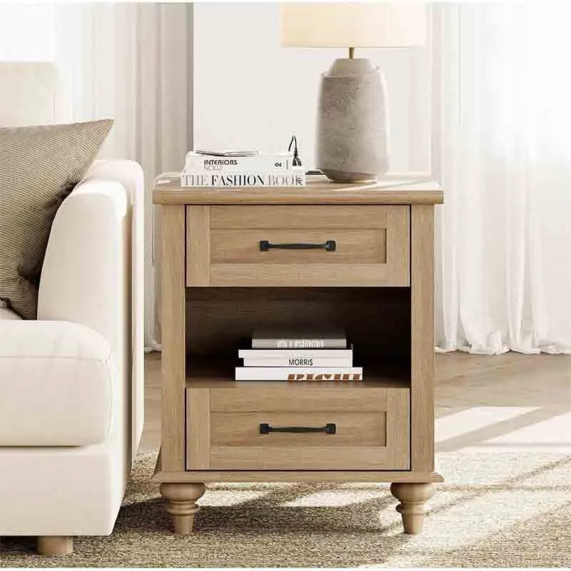 Yoobure Farmhouse End Table Nightstand with Charging Station