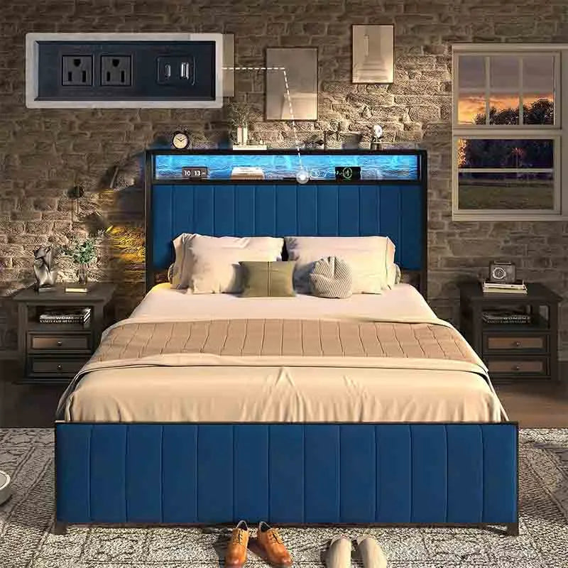 Yoobure Queen Bed Frame with Foldable Ottoman